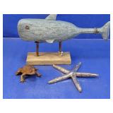 (3) Whale Figurine Frog and Starfish Decor