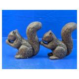 (2) Cast Metal Squirrel Figurines