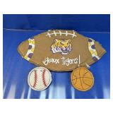 (3) Fabric Sports-Themed Hanging Decor Pieces