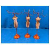 (3) Red Mannequin Dress Form Jewelry Holders