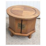 (1) Wooden Round Cabinet Side Table