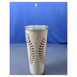 Baseball Acrylic Tumbler with Lid and Straw