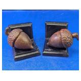 (2) Homart Cast Iron Acorn Bookends