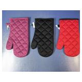 (3) Quilted Oven Mitts Assorted Colors