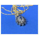 Gold over 925 Silver Sapphire and Diamond P