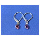 925 Sterling Silver and Pink Gemstone Earrings.
