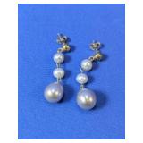 14k Yellow Gold and Tahitian Pearl Earrings