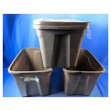 (3) Brown Plastic Storage Totes With Lid