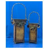 (2) Rustic Metal Tapered Planters Duo