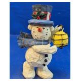 (1) Snowman Figurine with Yellow Lantern