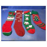 (4) Vintage Knitted Christmas Stockings