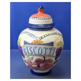 (1) Ceramic ï¿½Biscottiï¿½ Lidded Jar