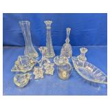 (12) Assorted Clear Glass Vases & Dishes
