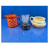 (4) Pitcher & Mini Teapot ï¿½ Ceramic & Glass
