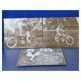 (3) Vintage Motorcycle Rider Wall Art Prints