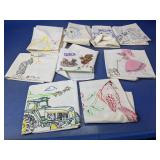 (9) Assorted Embroidered Linen Napkins
