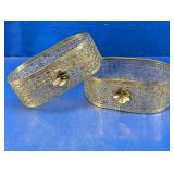 (2) Gold Filigree Oval Baskets