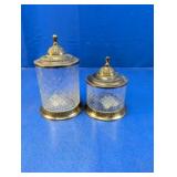 (2) Cut Glass Jars with Brass-tone Lids