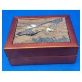 (1) Carved Eagle Wooden Jewelry Box