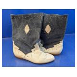 (1) Denim-Style Studded Boots