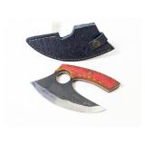 (1) Handcrafted Ulu-Style Knife w/ Sheath