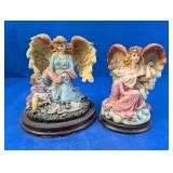 (2) Painted Angel Figurines