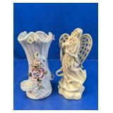 (2) Sngel Vase & Figurine