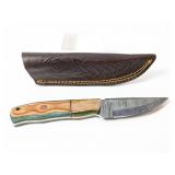 (1) Handcrafted Damascus Knife w/ Sheath
