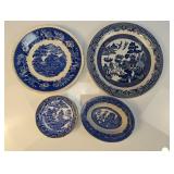 (4) Hammersley Blue & White Plates