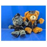 (2) Plush Teddy Bears in Leather Jackets