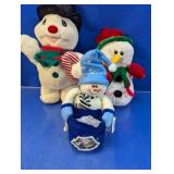 (3) Plush Snowman Figures