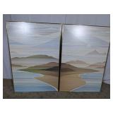 (2) Wyland Framed Coastal Landscape Art Prints