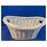 Rustic White Woven Wicker Basket