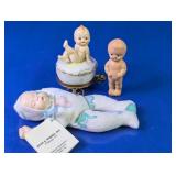 (3) Small Baby Dolls & Figurine Trinket Box