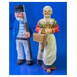 (2) Hand-Carved Painted Wooden Figurines