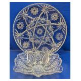 (2) Glass Starburst Platter & Bowl Set