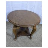 Round Wooden Side Table With Lower Shelf