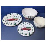 (10) Holiday Truck Dinnerware Set