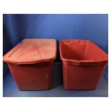 (2) Rubbermaid 29 Gal Plastic Storage Totes