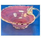 (1) Handled Pink Art Glass Bowl
