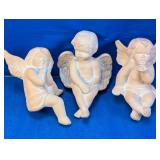 (3) Ceramic Cherub Angel Figurines