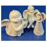 (3) Ceramic Cherub-style Angel Figurines