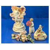 (4) Angel & Floral Figurines ï¿½ Demdaco & More