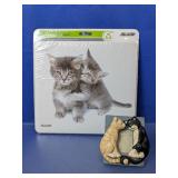 (2) Cat Themed Mousepad And Mini Photo Frame Set