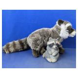 (2) Raccoon Plush Toy And Small Figurine Set