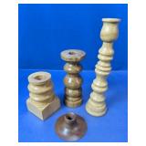 (3) Assorted Turned Wooden Candle Holders