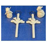 (4) Ceramic Angel & Cross Dï¿½cor Set