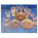 (20+) Pink Etched Glassware Lot