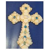 (1) Sandishellscapes Seashell Cross Wall Decor