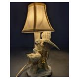 (1) Bird Table Lamp w/ Fabric Shade